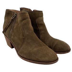 Madewell Brown Suede Leather Heeled Booties Women's Size 10 GUC Side Zip Tassel